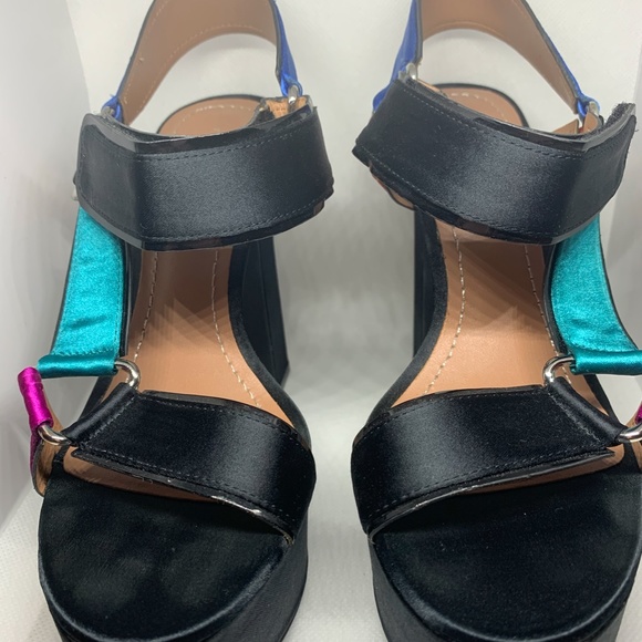 Zara Multicolor Satin Platform Heels - Picture 2 of 4